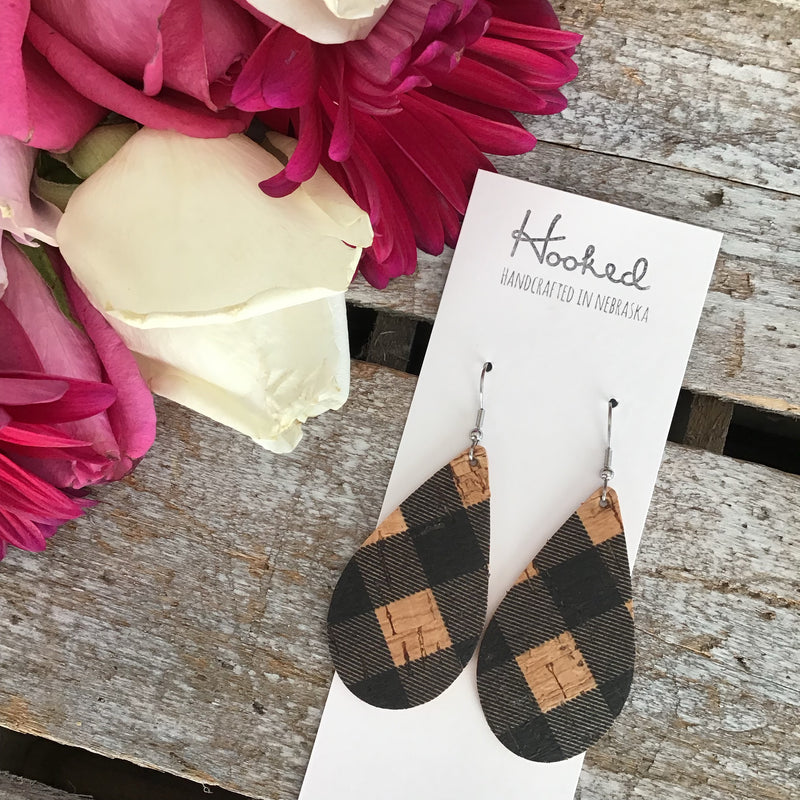 Buffalo Cork Teardrops in Black - Medium