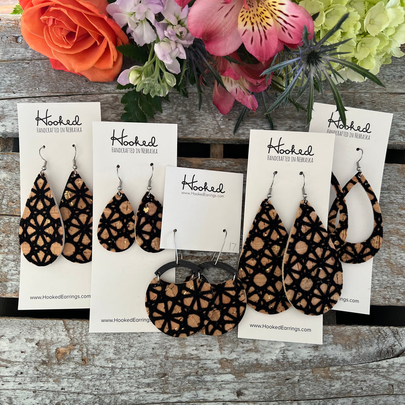 Black Velvet Cork Teardrop Cutouts - Medium