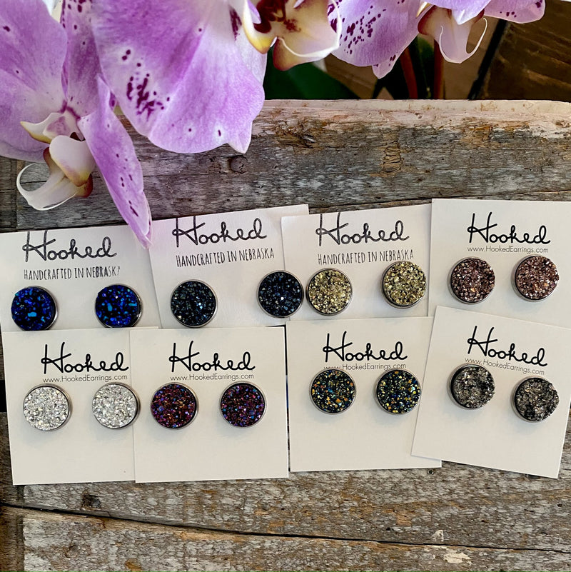 Druzy-Style Round Studs - 14mm