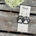 Wooden Cutout Earrings - Paw Print - Custom Colors