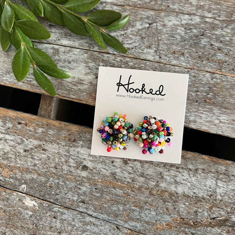 Bright Rainbow Dome Beaded Studs