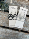 Wooden Cutout Earrings - Paw Print - Custom Colors