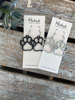 Wooden Cutout Earrings - Paw Print - Custom Colors