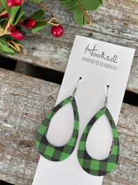 Green Buffalo Check Teardrop Cutouts - Medium