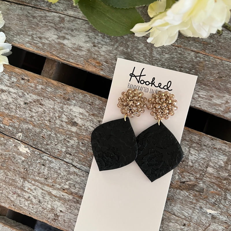 Crystal Dome Beaded Diamonds - Black Lace