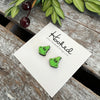 Green Guy Wooden Stud Earrings