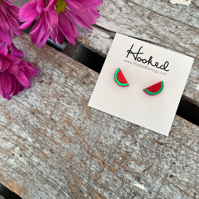 Watermelon Glitter Studs