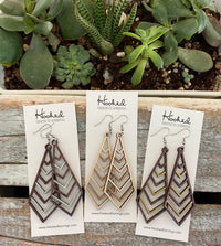 Wooden Deluxe Cutout Earrings - Large Stacked Chevron