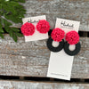 Opulent Beaded Hoops - Punch Pink & Jet Black