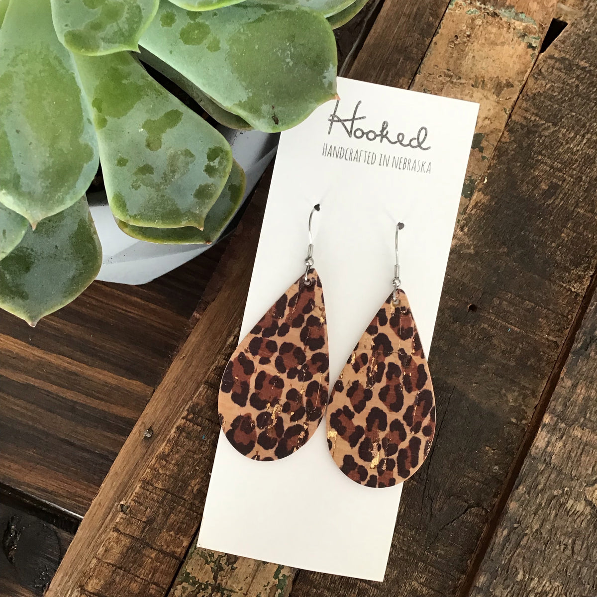 Sassy Cork Leather Teardrops - Medium