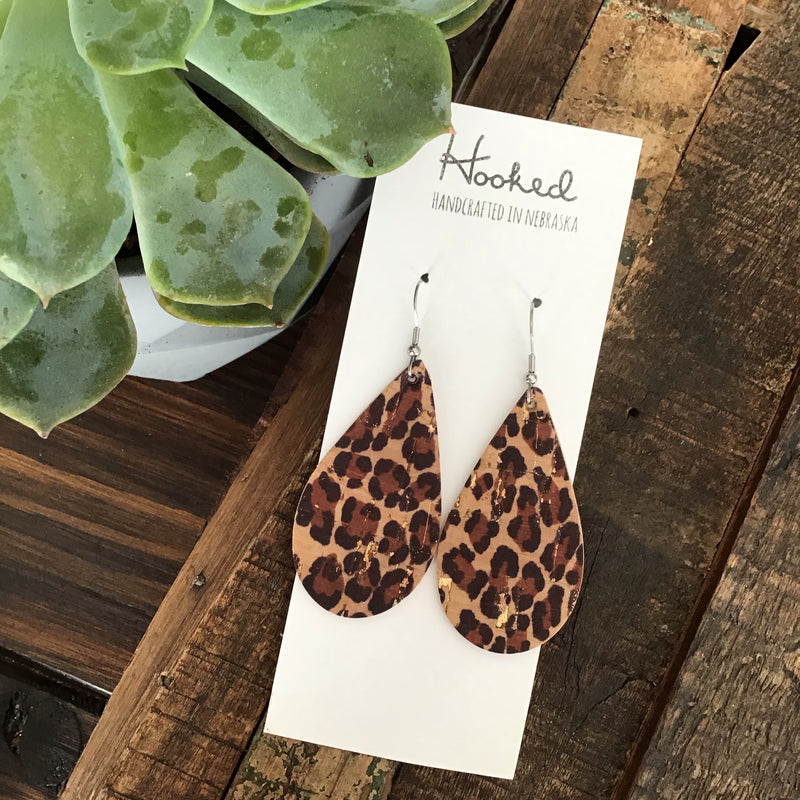 Sassy Cork Leather Teardrops - Medium