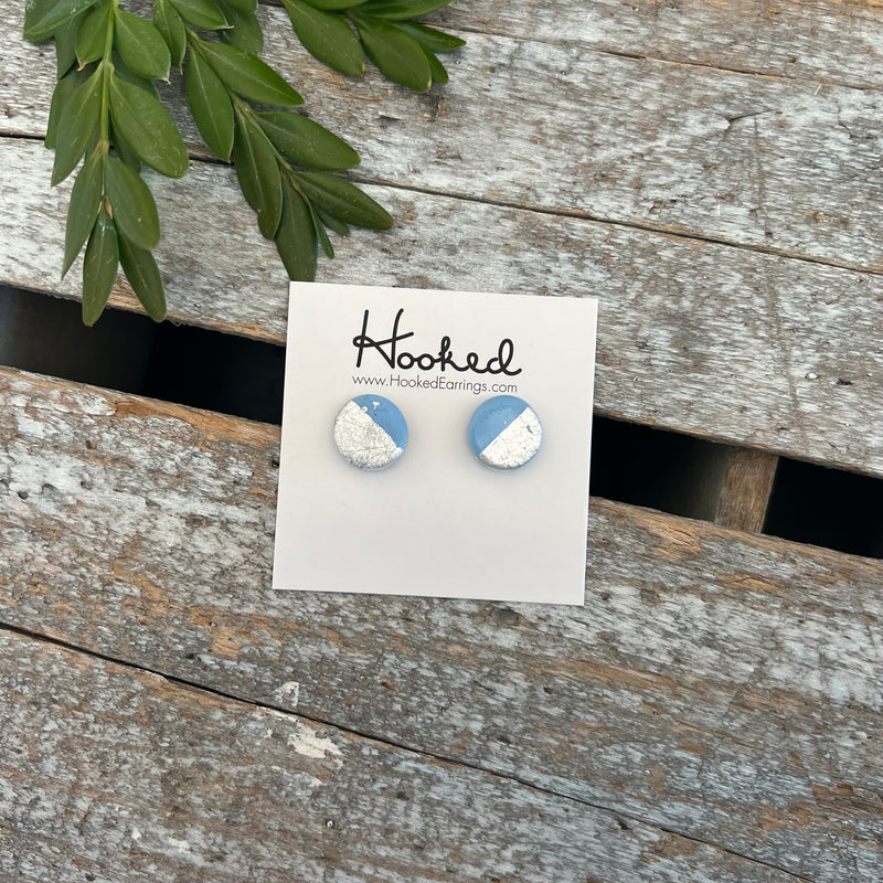 Baby Blue and Silver Clay Studs