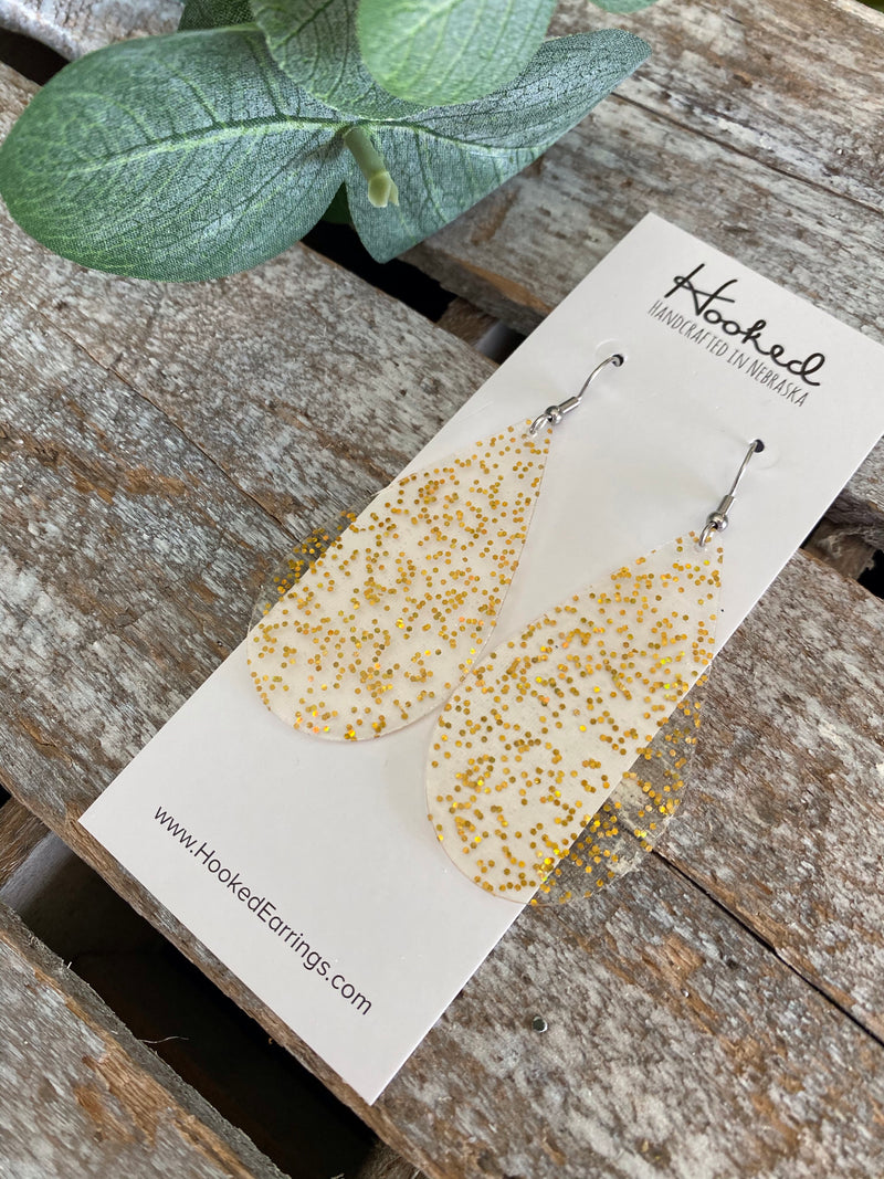 Clearly Golden Sparkle Pool Earrings