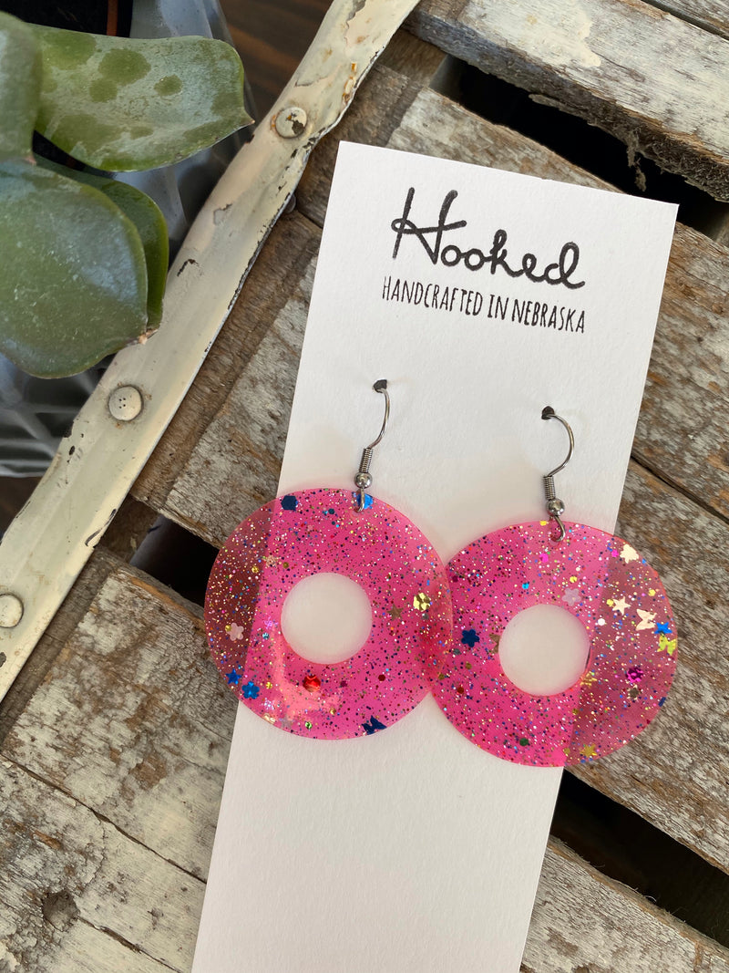 Pink Confetti Pool Float Earrings