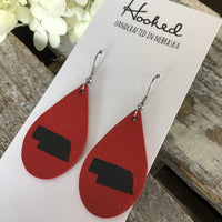 Nebraska State Pride Teardrops in Red/Black - Small