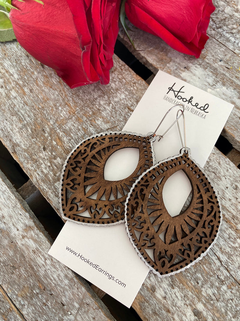 Wooden Deluxe Cutout Earrings - Large Aspen