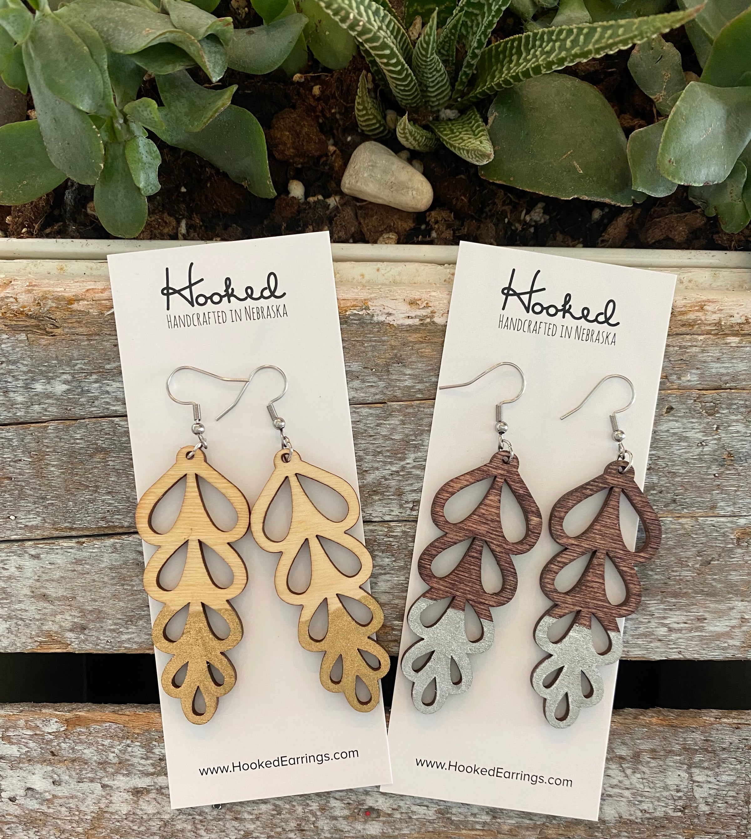 Wooden Deluxe Cutout Earrings - Medium Hyacinth