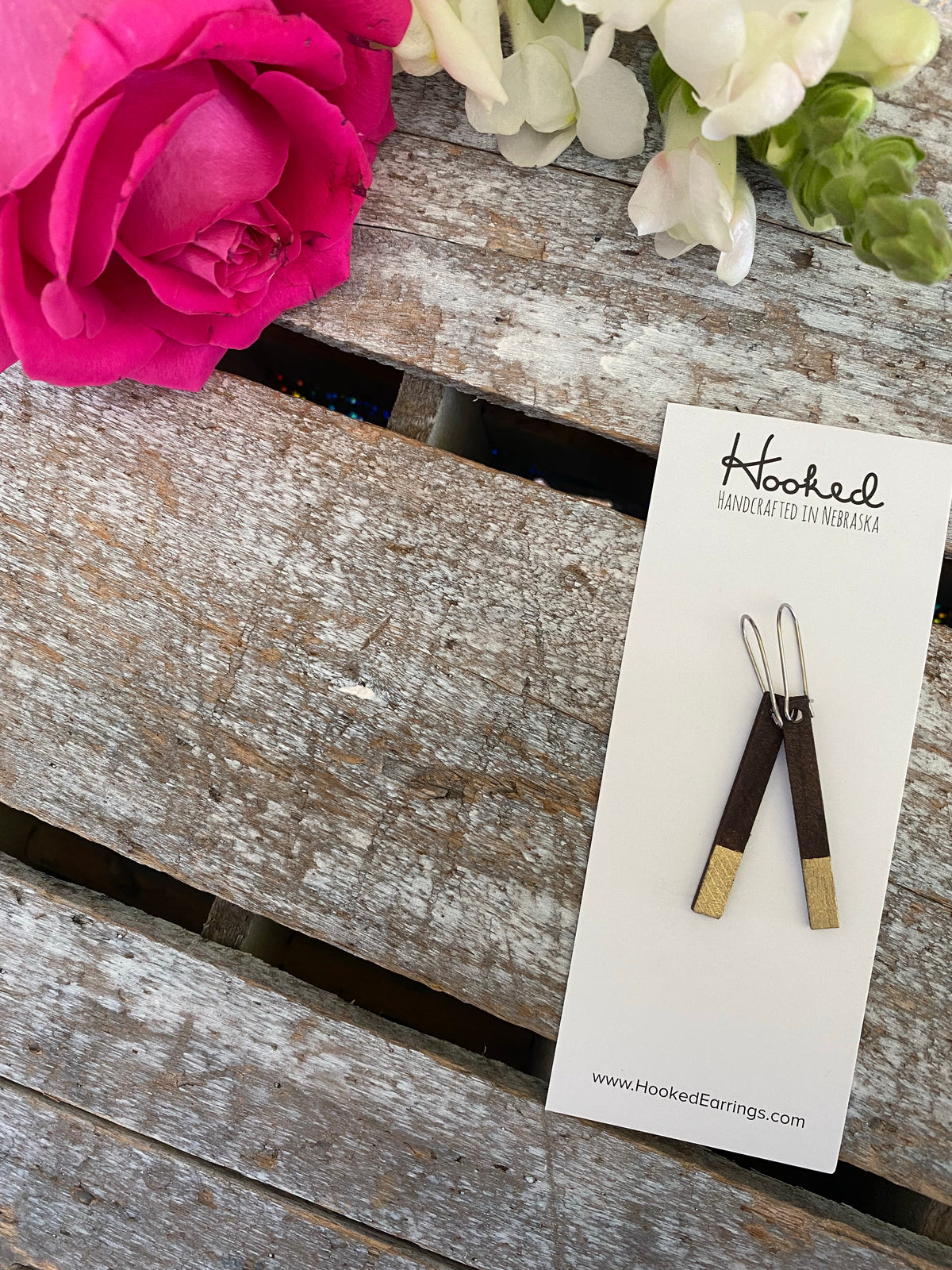Wooden Earrings - Reversible Dipped Skinnies