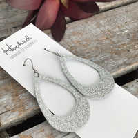 Silver Patent Glitter Teardrop Cutouts - Medium