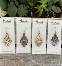 Wooden Deluxe Cutout Earrings - Small/Medium Filigree