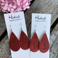 Crimson Cork Leather Teardrops - Medium