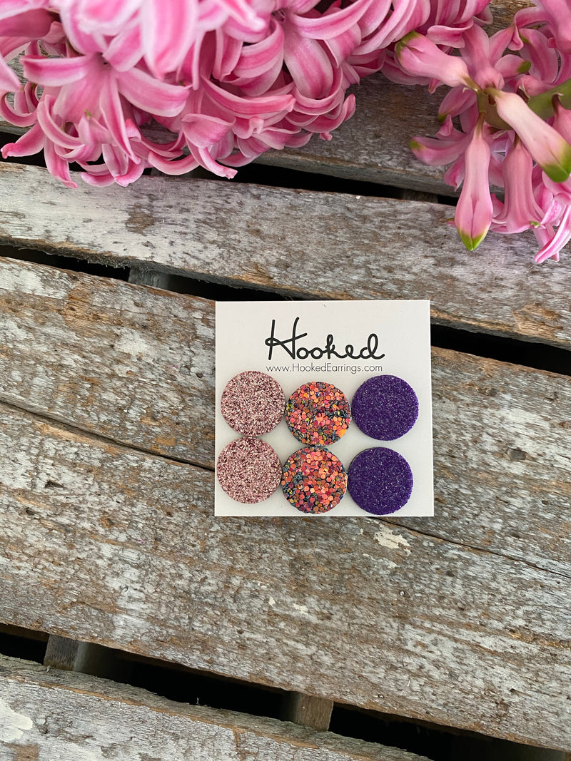 Glitz & Glam - Glitter Leather Stud Collection - 16mm