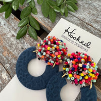 Opulent Beaded Hoops - Kaleidoscopic & Blue