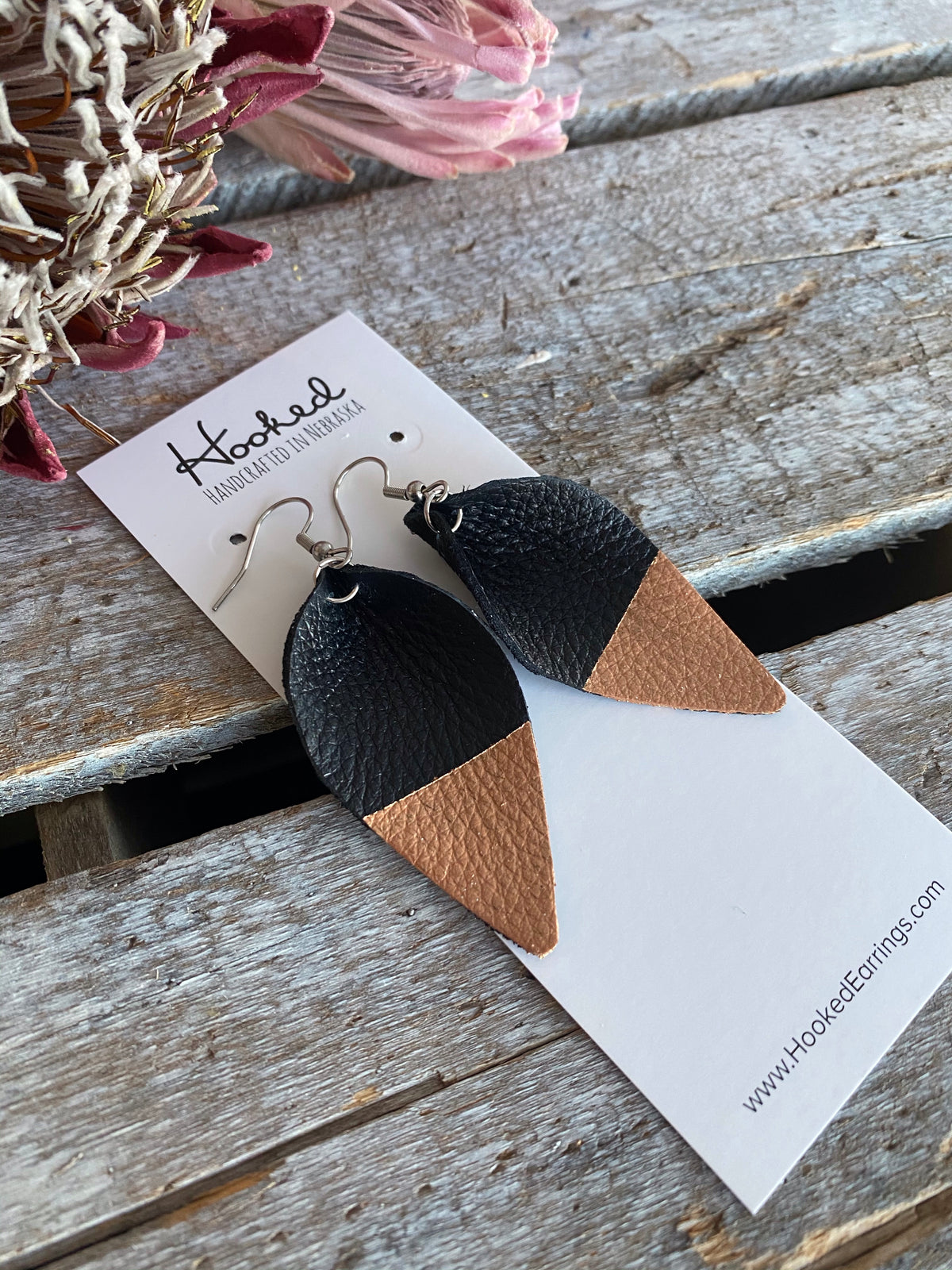 Rose Gold Dipped Black Lilies - Medium
