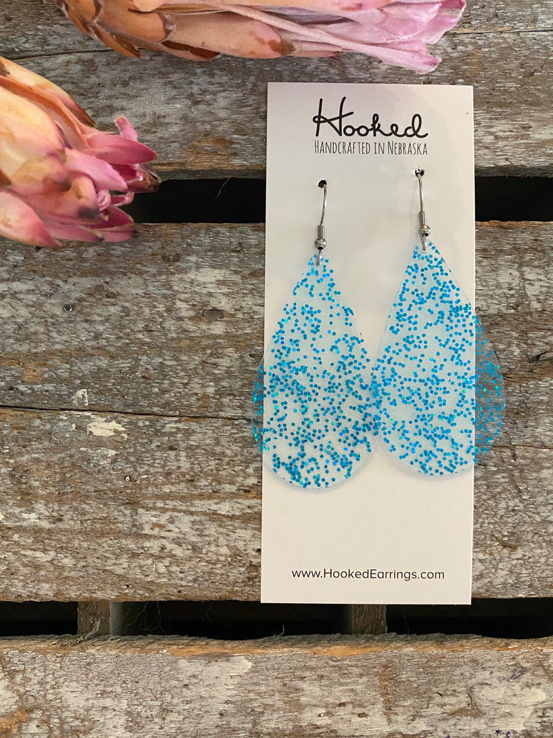 Clearly Turquoise Glitter Pool Earrings