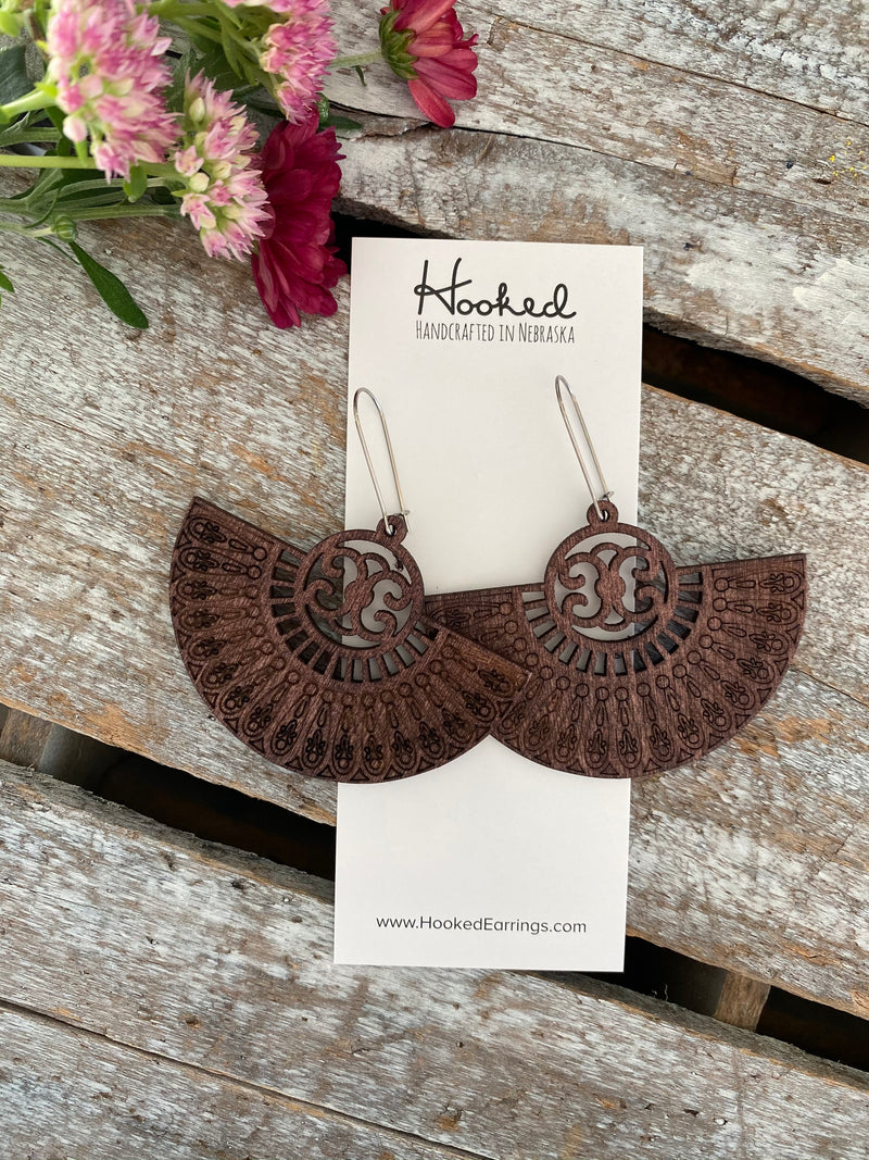 Wooden Deluxe Cutout Earrings - Medium Ginkgo