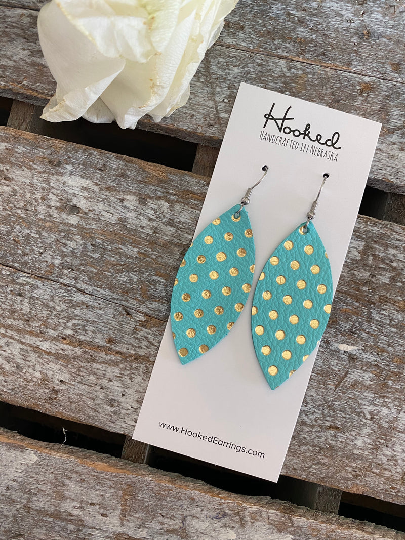 Aqua and Gold Dottie Petals - Medium