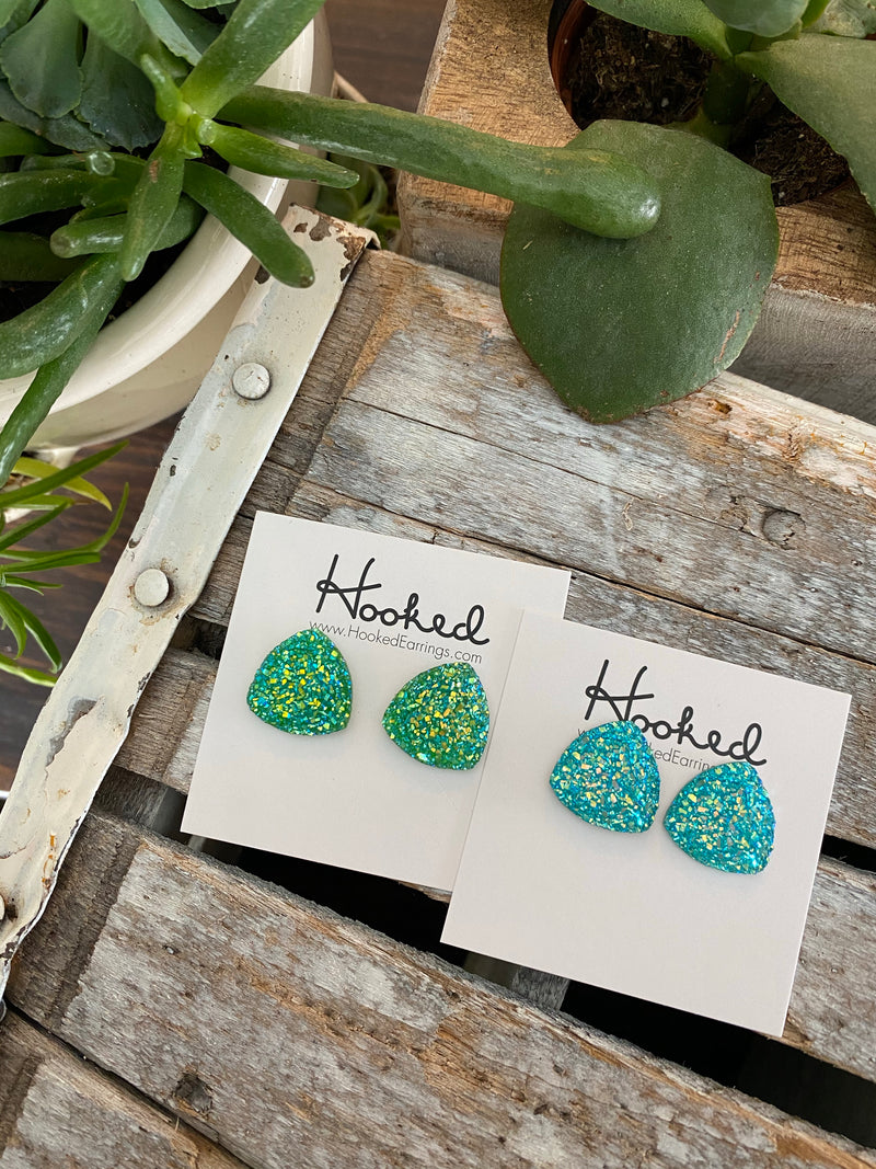 Sparkling Triangle Studs - 16mm - Brights