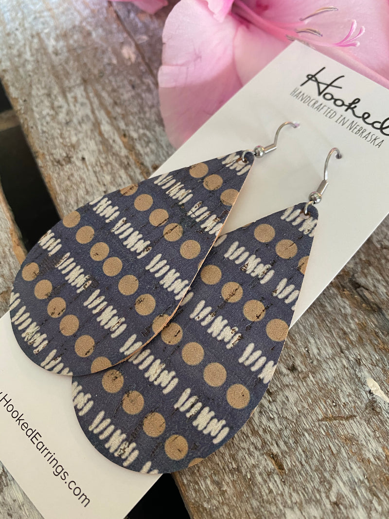 Dotted Line Cork Teardrops - Large