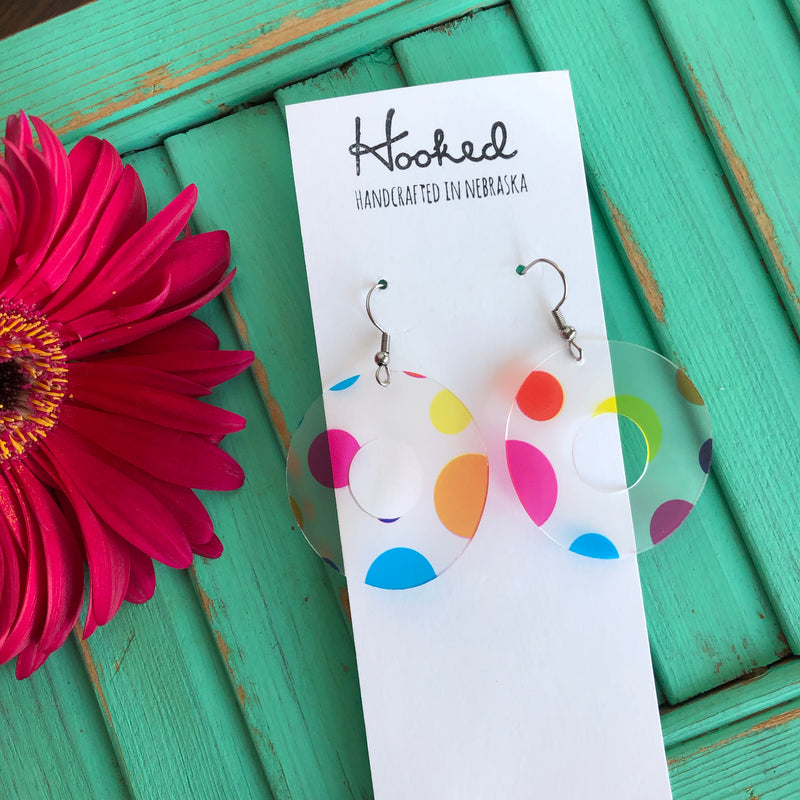Clearly Rainbow Dot Pool Float Earrings
