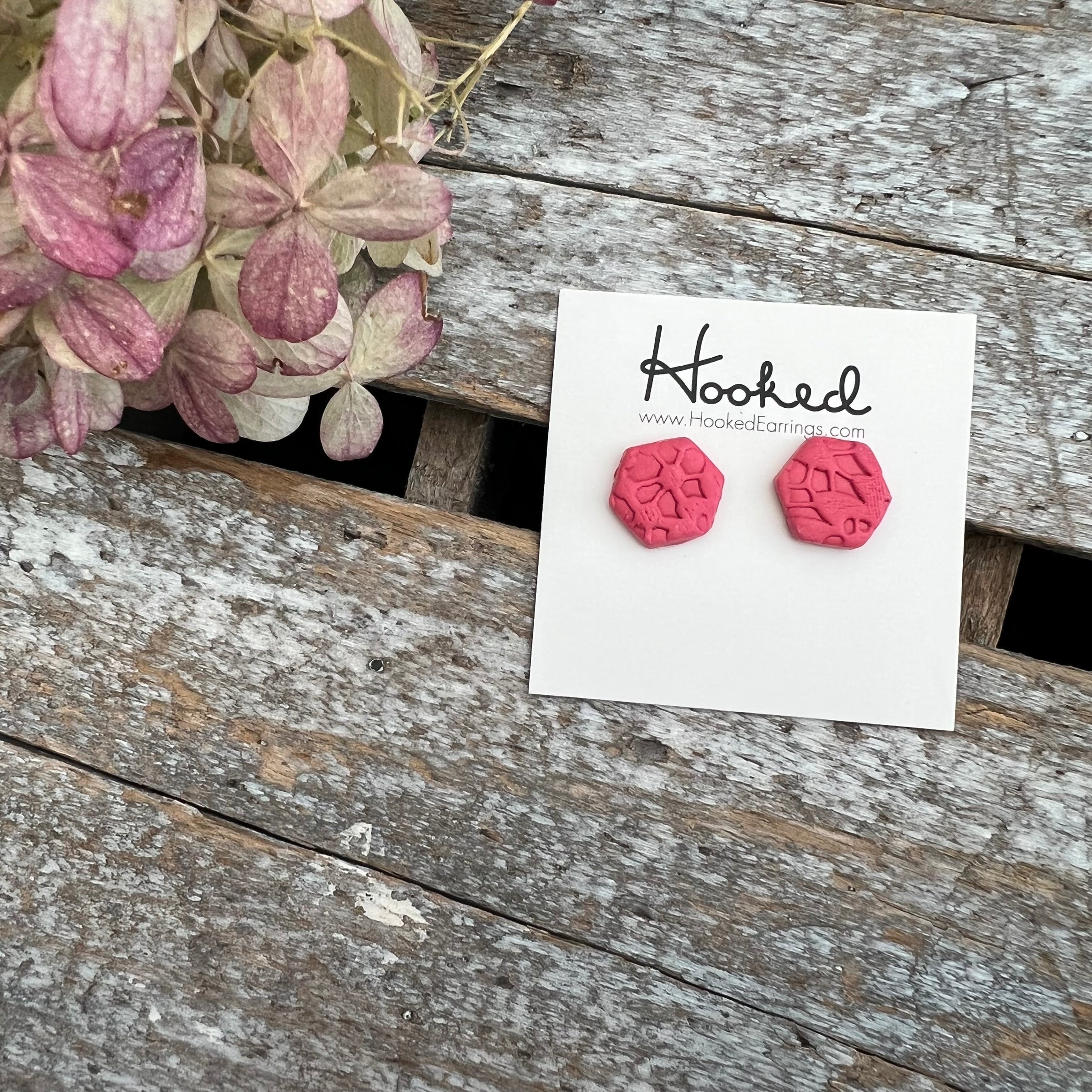 Punch Pink Lace Clay Studs