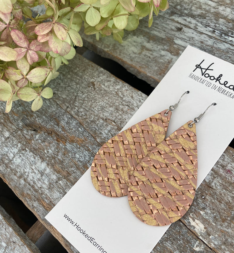 Double Gold Criss Cross Teardrops - Medium