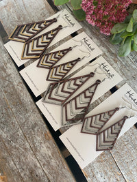 Wooden Earrings - XL Stacked Chevron
