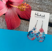 Clearly Pink Floral Pool Earrings - Small