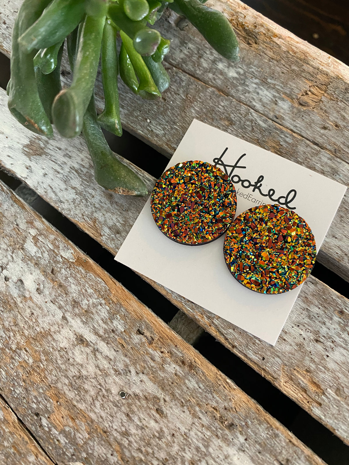 Dazzling Deluxe Druzy-Style Studs in Copper Sunrise - 25mm