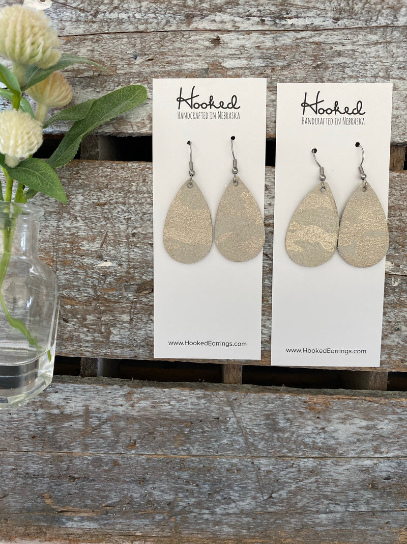 Classy Camo Teardrops in Trace of Gold - Small