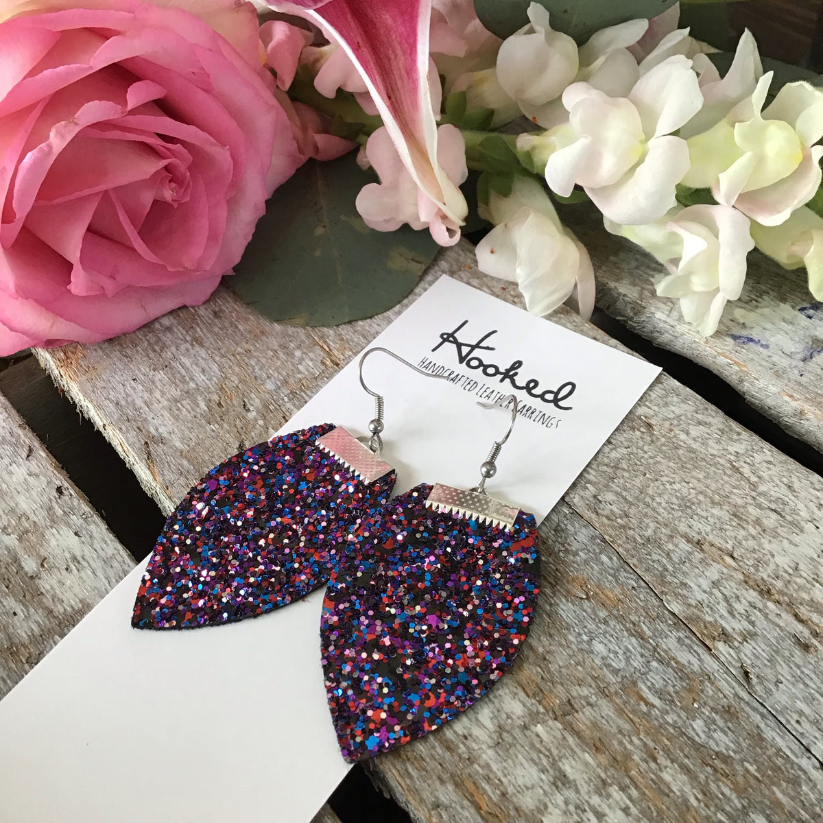 Purple Glitter Magnolias - Medium