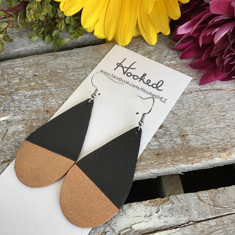 Rose Gold Dipped Black Teardrops - Medium