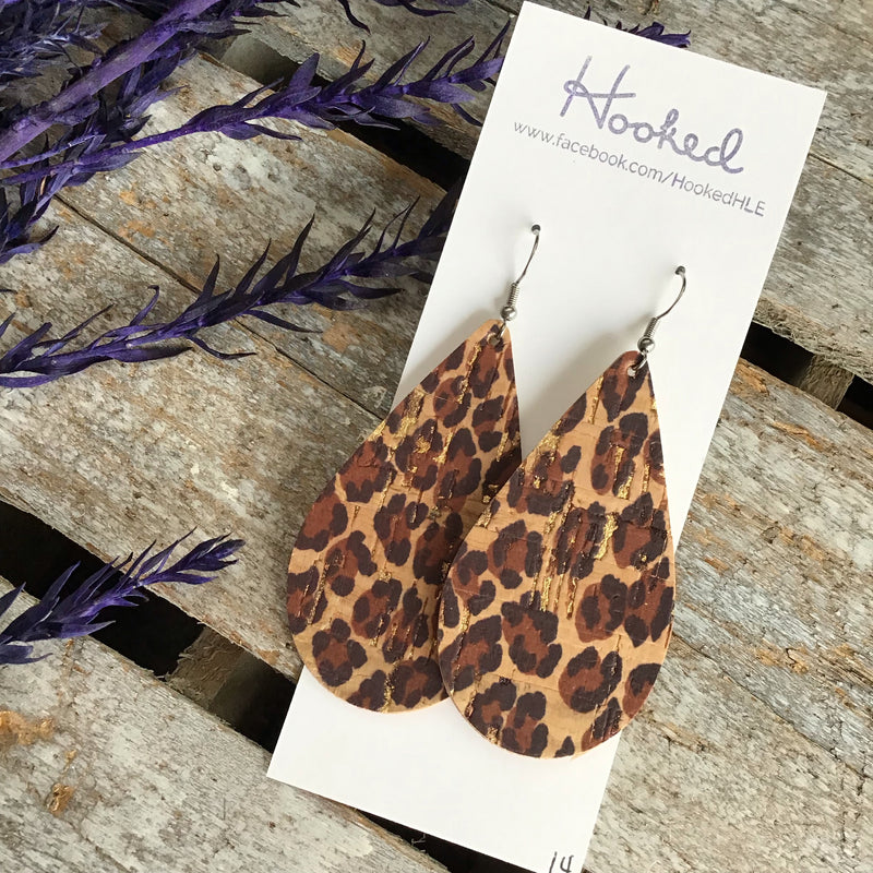 Sassy Cork Leather Teardrops - Large