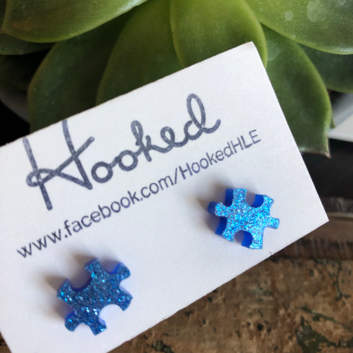Puzzle Piece Glitter Studs